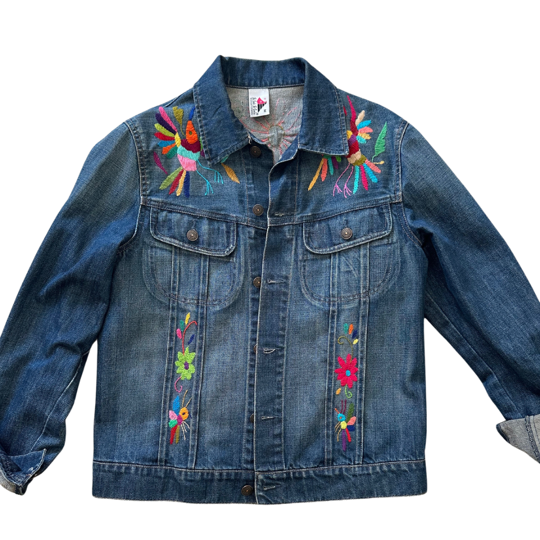 Oversized embroidered denim jacket best sale