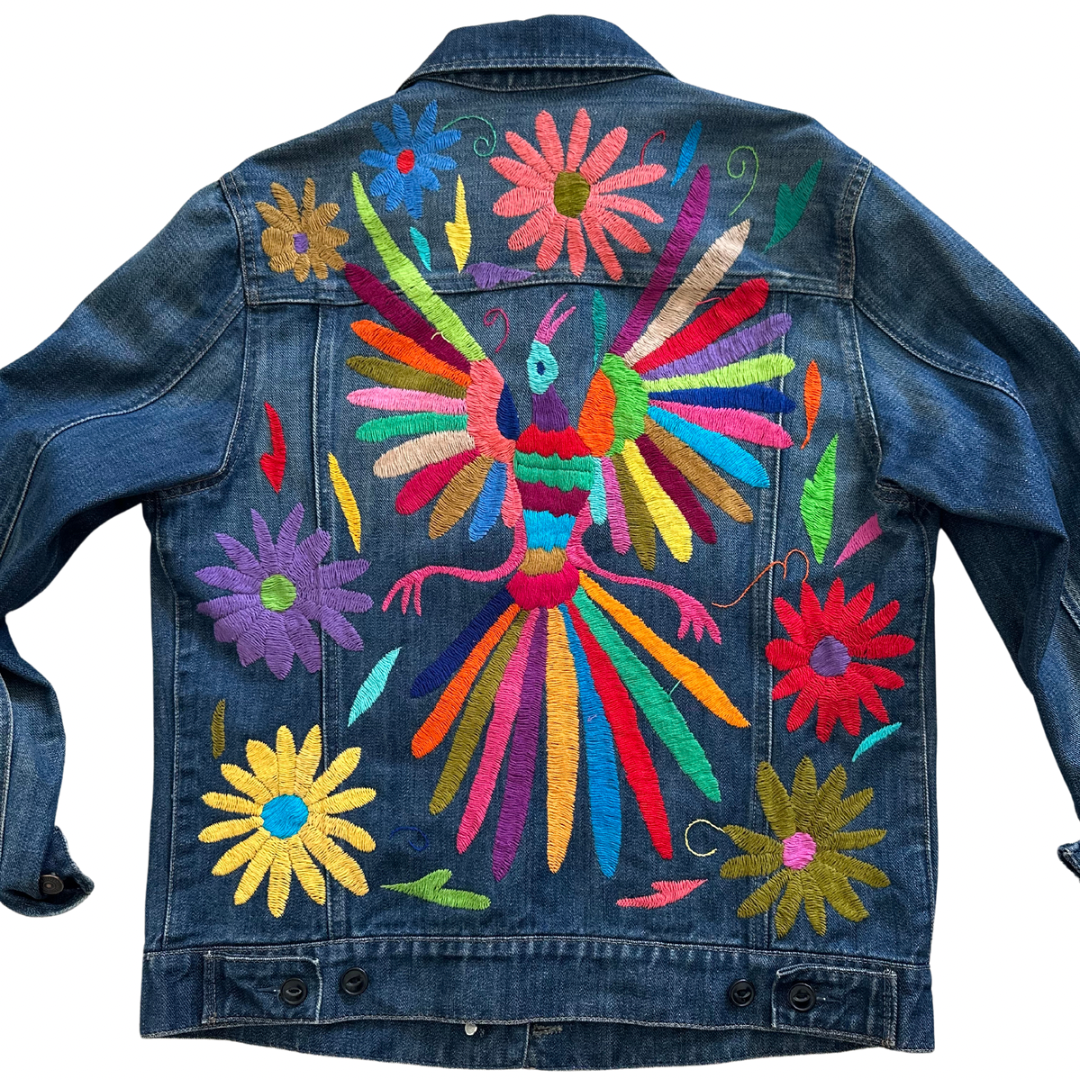 Oversized Denim Jacket with Tenango embroidery